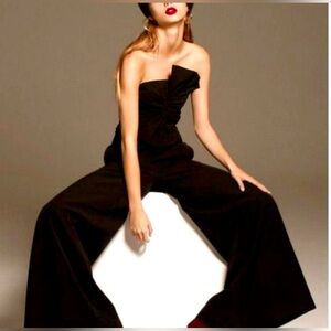 Fame and Partners strapless black Cici jumpsuit bridesmaid